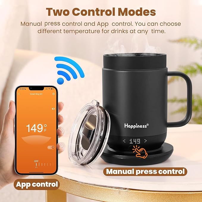 Smart Heated Coffee Mug,16oz Rechargeable Electric Self Heating Temperature Control Coffee Cup