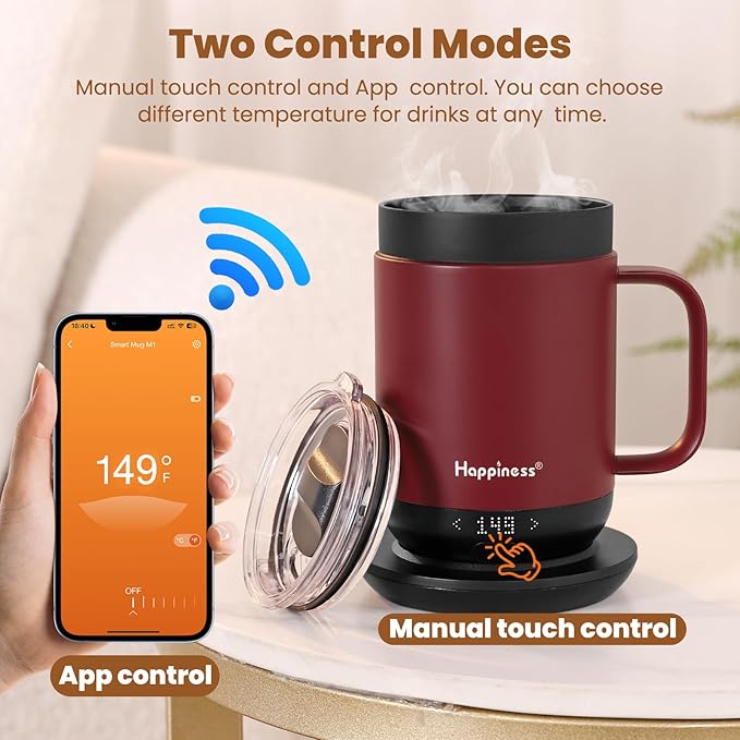 Smart Heated Coffee Mug,16oz Rechargeable Electric Self Heating Temperature Control Coffee Cup