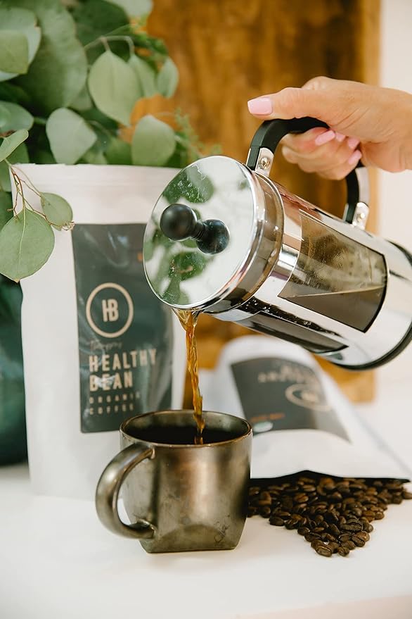 Healthy Bean Espresso Organic Coffee Beans Whole - Low Acid Coffee for Sensitive Stomach, Strong and Rich Flavor - USDA Organic, Dark Roast Whole Bean, 11oz