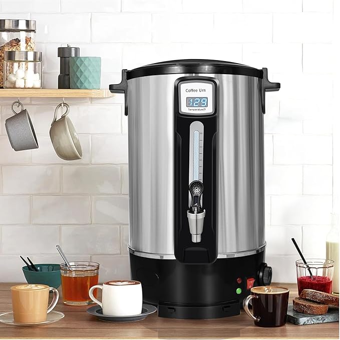 Commercial Coffee Urn 100 Cups（20L, Stainless Steel Large-Capacity Coffee Maker for Catering, Events, Offices & Restaurants, Fast Brew & Keep Warm Function