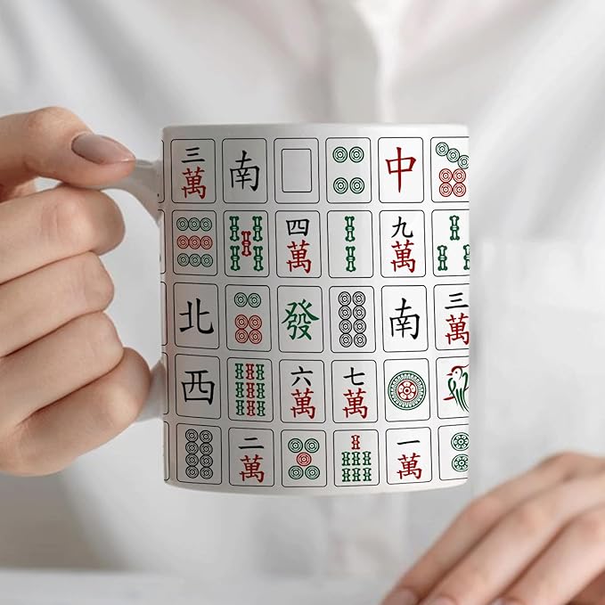 Mahjong Gifts Mug, Mahjong Gifts for Women Coffee Cup Ceramic, Gift for Mah Jong Players Lovers, Mah Jong Ceramic Coffee Tea Mug 11 oz