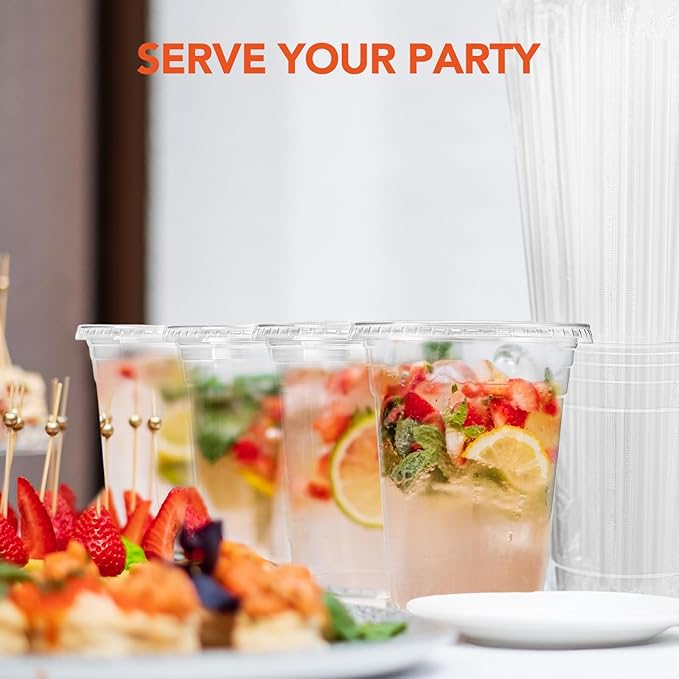 [800 Sets - 16oz] Plastic Cups with Lids and Straws, Disposable Clear Crystal Plastic Coffee Cups with Lids, BPA Free To Go Cold Cup for Cold Drinks Milkshake (Available in Large-volume Packaging)