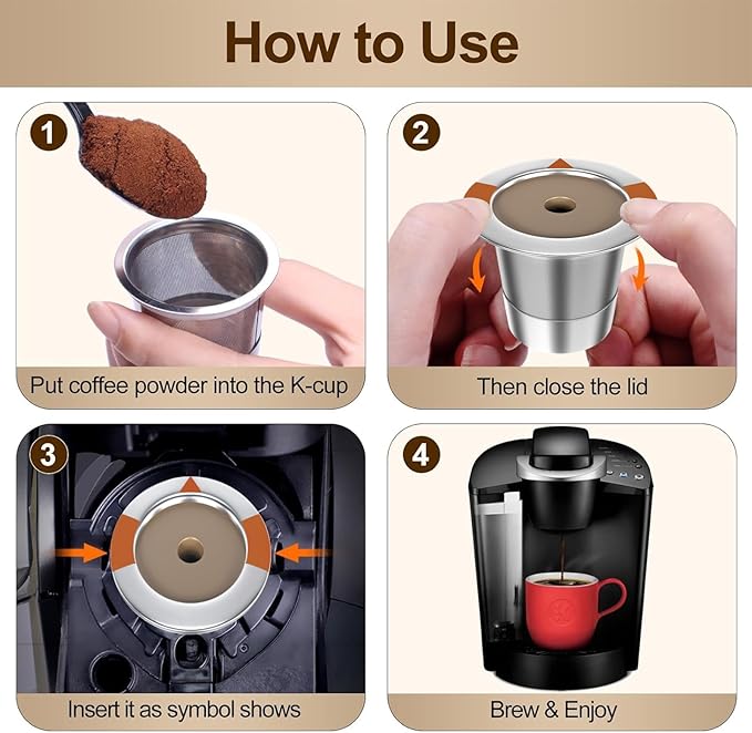 Reusable K Cups and Coffee Pods for Keurig: Stainless Steel K Cups Coffee Filters Compatible 1.0 & 2.0 Coffee Makers Machine (1Pack)
