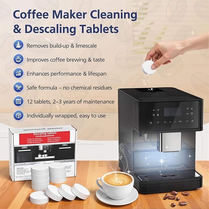 12 Count Descaling Tablets Compatible with Miele Coffee Machines, Steam Ovens, FashionMaster, and Ovens/Ranges with Moisture Plus