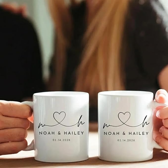 Personalized Mr & Mrs Coffee Mugs, Husband and Wife Mugs, Mr and Mrs Mug, Custom Couple Coffee Drinking Cup, New Bride Groom Wedding Cup Set 2