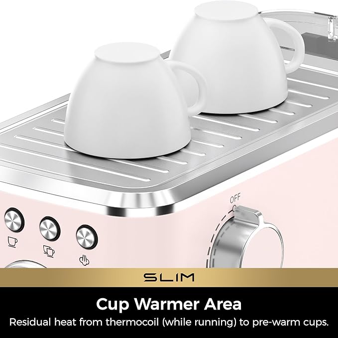 CHULUX Slim 2026 Upgrade Espresso Machine with Milk Frother Steam Wand, 20 Bar Professional Italian Pump Espresso Coffee Machine for Home Cappuccino & Latte Maker, Stainless Steel, Pink