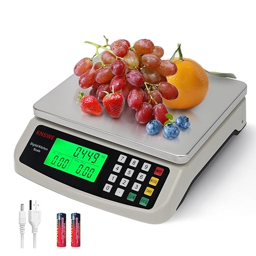 KNSWE Commercial Food Scale 40KG Large Digital Kitchen Scale Baking Cooking Bread Meat Weight Price Computing Scale Stainless Steel Parts and Coins Counting Scale for Deli Stores Tare Function