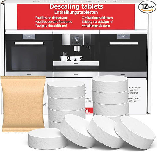 12 Count Descaling Tablets Compatible with Miele Coffee Machines, Steam Ovens, FashionMaster, and Ovens/Ranges with Moisture Plus