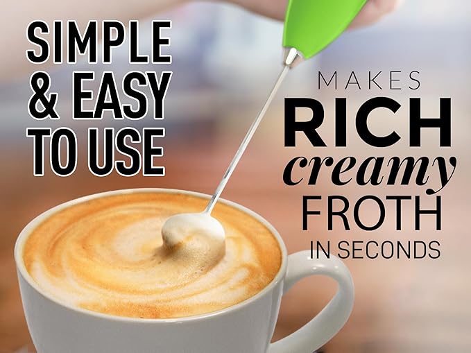 Zulay Kitchen Powerful Milk Frother Wand - Ultra Fast Handheld Drink Mixer - Electric Whisk Foam Maker for Coffee, Lattes, Cappuccino, Frappe, Matcha & Coffee Creamer - Milk Boss Clover