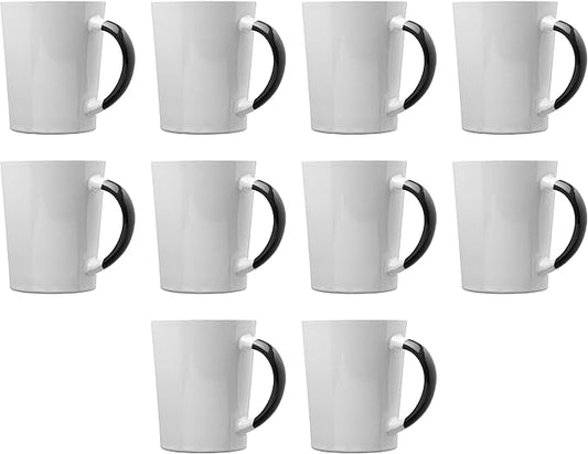 DISCOUNT PROMOS Ceramic Latte Coffee Mugs by Albany 13 oz. Set of 10, Bulk Pack - Perfect for Coffee, Tea, Espresso, Hot Cocoa, Other Beverages - Black