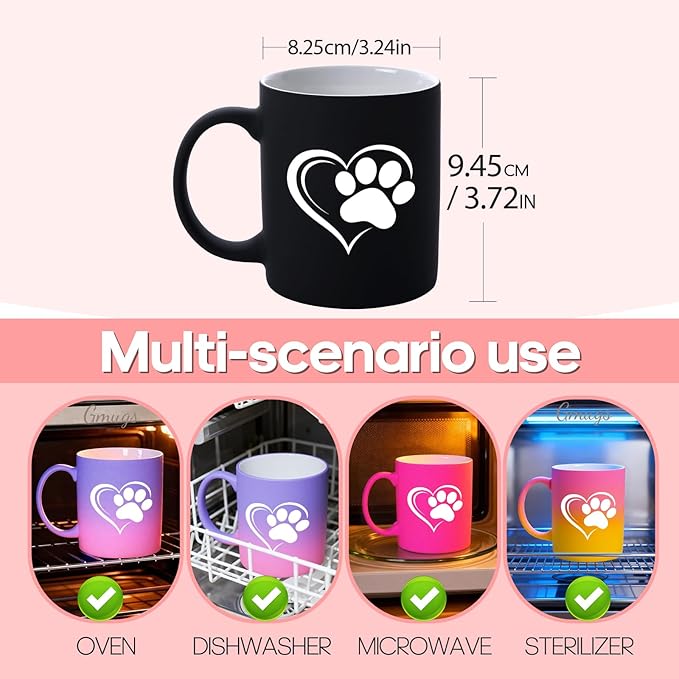 G MUGS Dog Paw Print Coffee Mug - Gift for Pet Owners Women Men, 13oz Ceramic Tea Mug with Heart & Dog Paw Design, Cute Mug for Dog Lovers Before Sunset Mug