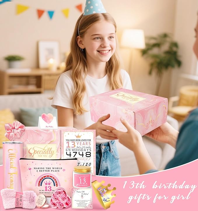 13 Year Old Girl Gifts, 13th Birthday Gifts for Girls Birthday Gifts for 13 Year Old Girl, Gift Ideas for Teen, Daughter, Niece, Granddaughter, Official Teenager 13th Birthday Decorations for Her