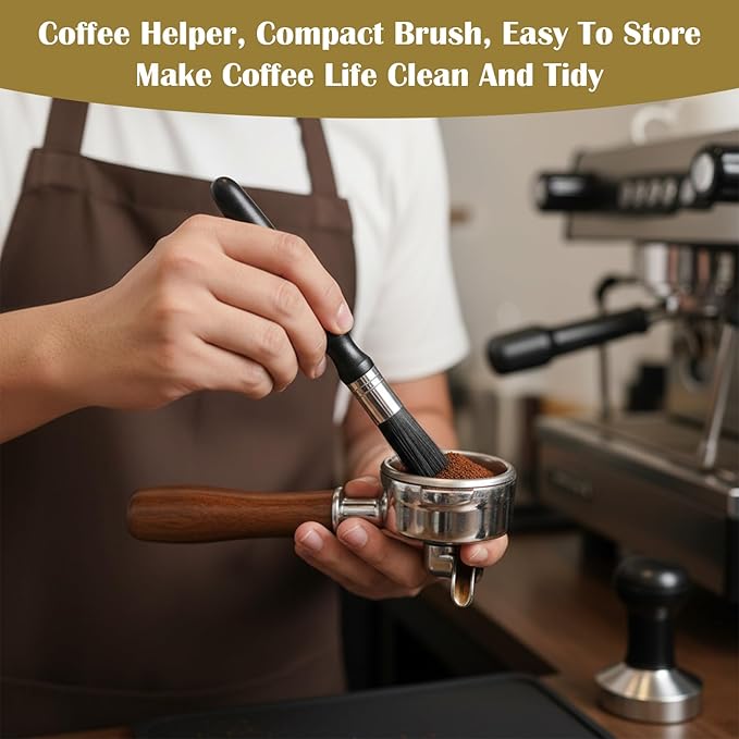2 Pcs Coffee Grinder Cleaning Brush, Boar Bristle Espresso Brush Machine Cleaner with Wood Handle Barista Brushes Tool coffee Bar Accessories for Kitchen Portafilter Burr Maintenance