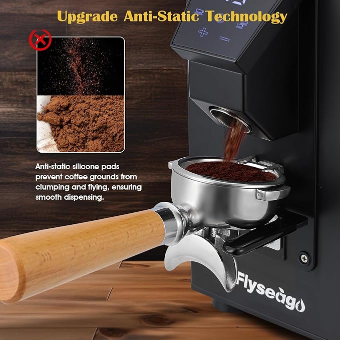 Commercial Coffee Grinder Heavy Duty - 18 Precise Settings, 64mm SS Flat Burrs, Touch Control, 35oz Hopper for Business and Home Use, 400w