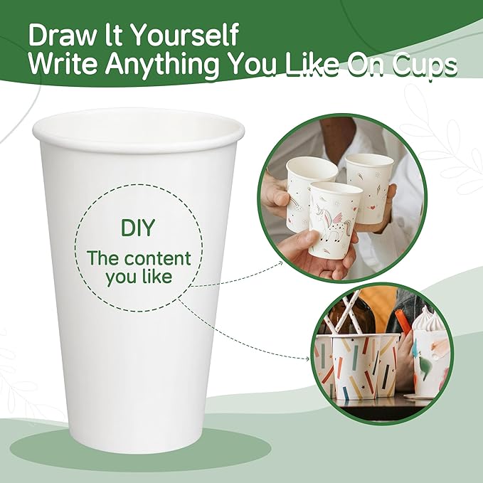 1000 Pack 12 oz Paper Cups - Disposable, White Hot Beverage Drinking Cups, Perfect for Party, Picnic, Travel, and Events