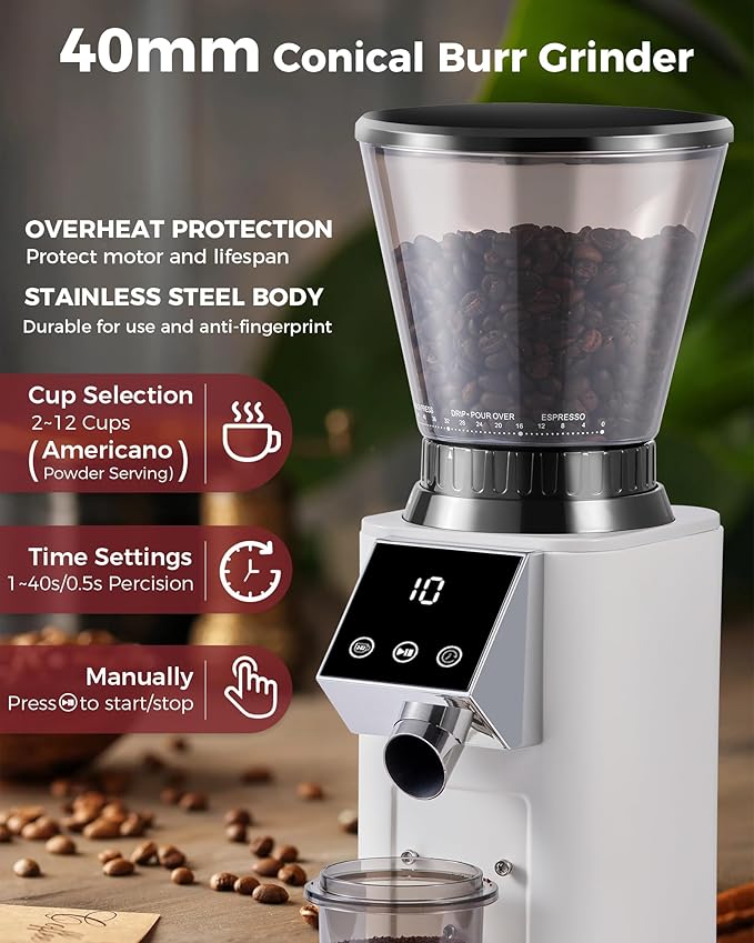 Tuni E2 58mm Espresso Machine with G1 Ivory Conical Coffee Grinder and Bottomless Portafilter Combo Set, 20Bar Dual Boiler Espresso Maker Kit
