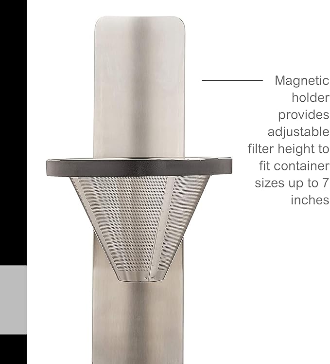 AdHoc Mr. Brew Pour-Over Coffee Maker - Double-Walled Stainless Steel Filter for Full Coffee Flavor - Coffee Accessory for Pour-Over Coffee - Magnetic Holder for Paper Coffee Filters