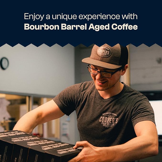 Bourbon Barrel Aged Coffee, Single-Origin Colombian Beans Aged in Kentucky Bourbon Whiskey Barrels, Medium Dark Roast Whole Bean, 5 lb