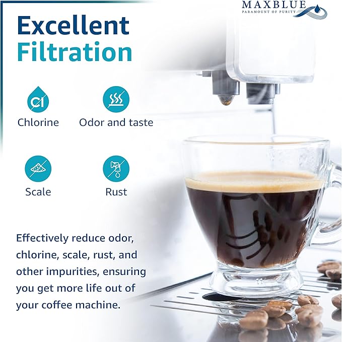Maxblue Coffee Filter, Replacement for De'Longhi® Water Filter, DLS C002 De'Longhi® Filter, ECAM/ETAM/EPAM Series, TÜV SÜD Certified (4 Packs）