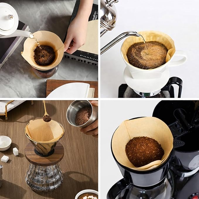 Hogurity 400 Count Coffee Filters #4, Disposable Coffee Filters 8-12 Cup,No Blowout,Unbleached Natural Coffee Filters 4 Cone Paper for Pour Over Coffer Makers/Coffee Dripper Cones