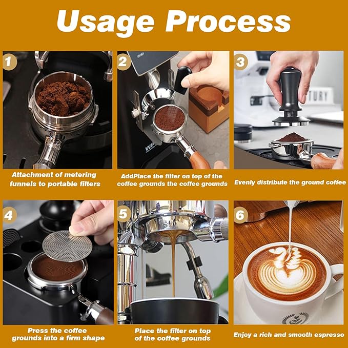58mm Espresso Accessories Kit, Spring Loaded Calibrated Tamper, WDT Tool, Puck Screen and Dosing Funnel Set Fits Delonghi 58 mm Espresso Coffee Machines and Portafilter, Professional Barista Tools