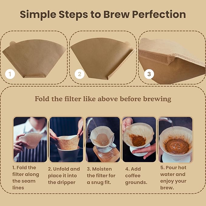 Phare Choice #4 Coffee Filters, 100 Count, Fits Ninja and Cuisinart 8-12 Cup Coffee Makers, Natural Unbleached Paper, No Blowout Design, Compatible with Pour Over Cones