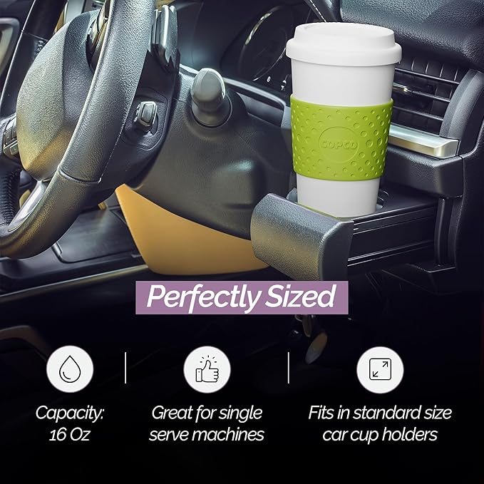 Copco Acadia Travel Mug (4-Pack), 16oz Insulated Coffee Mug with Double-Walled Plastic, Leak-Proof Lid - Microwave & Dishwasher Safe, Non-Slip Sleeve, Hot & Cold Drinks - Light Colors