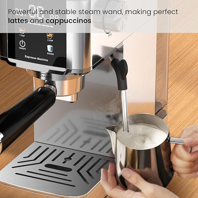 Kismile Espresso Machines,Professional Espresso Maker with Milk Frother Steam Wand for Latte & Cappuccino, Coffee Machine with Removable Water Tank for Home/Office