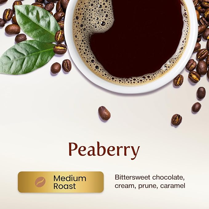KONA EARTH 100% Kona Peaberry Coffee, Medium Roast, Whole Bean, 1 lb (16oz) Farm-Direct, Authentic Hawaiian Kona Coffee beans from Hawaii’s Big Island, Micro-Batch-Roasted