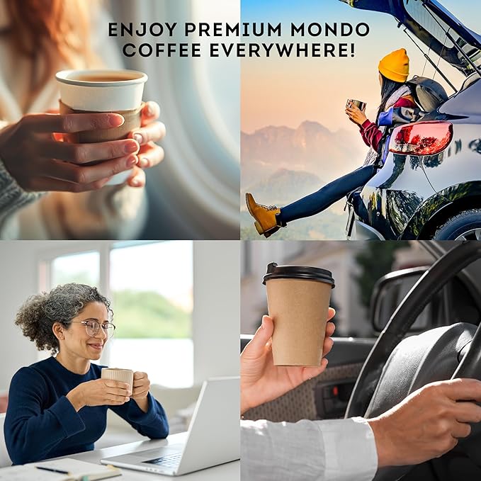 Mondo Single Serve Coffee Bags (20 Cups) Variety Pack - Organic, Medium Roast - Disposable, Portable Coffee Filters for Camping and Travel, Sampler Box of 5 Ground Coffee Flavors