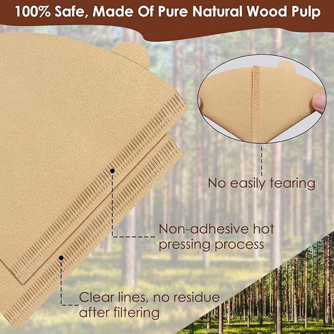 1000 Count Coffee Filters 2, Pour Over Cone V60 Coffee Filter Size 2 Unbleached Natural Paper Coffee Filter 2-4 Cup, Fits for Pour Over and Drip Coffee Maker Home, Coffee Shop, Small Business