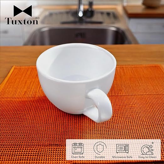 Tuxton China ALF-0752 Cup, 8 oz., 3-3/4" Diameter x 2-1/2"H, Microwave and Dishwasher Safe, Oven Proof, Fully Vitrified, TuxCare, Healthcare, Alaska/Colorado, Porcelain White, Pack of 36