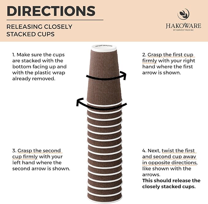 [85 SET]Harvest Pack 16 oz Disposable Coffee Cups, Insulated Ripple Double-Walled Paper Cups with Lids, Brown Geometric, Drinking Cups for Tea Hot Chocolate Drinks To go coffee cups