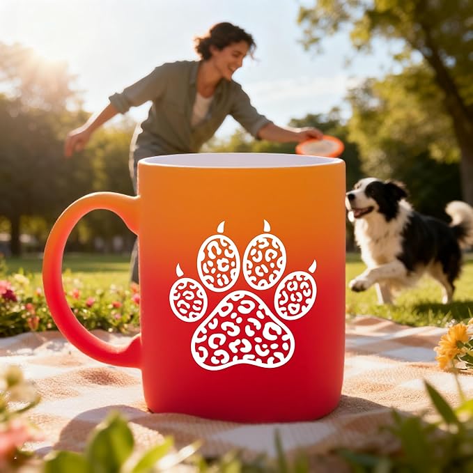 G MUGS Dog Paw Ceramic Coffee Mug, Leopard Print Pet Paw Design Mug, Tea Mug, Unique Animal Lover Gift for Women Men,13oz Before Sunset Mug