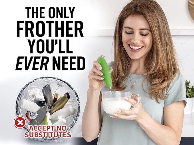 Zulay Kitchen Powerful Milk Frother Wand - Ultra Fast Handheld Drink Mixer - Electric Whisk Foam Maker for Coffee, Lattes, Cappuccino, Frappe, Matcha & Coffee Creamer - Milk Boss Clover
