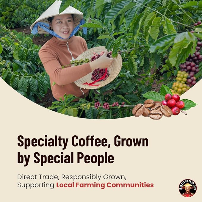Vietnamese Coffee Beans – Saigondan Adventure 100% Robusta Light Espresso Roast Whole Bean – Premium Single Origin, Direct Trade Vietnamese Coffee – 12 oz