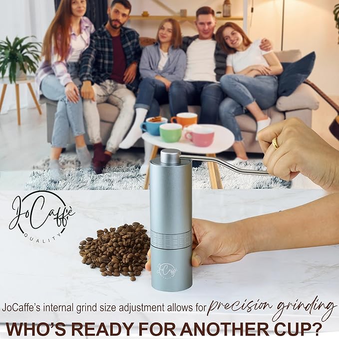 Manual Coffee Grinder for Home Use, Stainless Steel Conical Burr, Espresso Bean Coffee-Grinder, Best Small Portable Mill, Adjustable Grind Settings, Mini Hand Crank, Moledor de Cafe de Grano