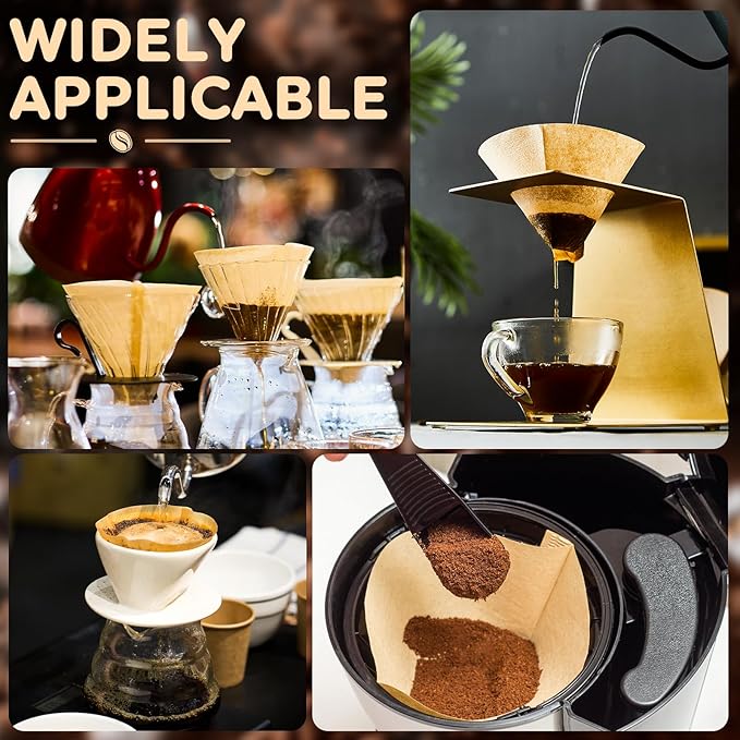 100 Count Coffee Filters, Premium #4 Cone Coffee Filters 8-12 cup, Unbleached Natural Disposable Coffee Filters 4 Cone Paper for Pour Over and Drip Coffee Maker