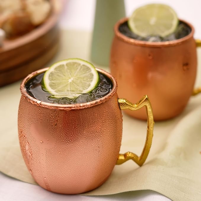 Twine Moscow Mule Mug for Mint Juleps, Tiki Cocktails, Solid Copper with Nickel Plating and Brass Handle, Copper Cups for Moscow Mules, 16 Oz, Set of 1