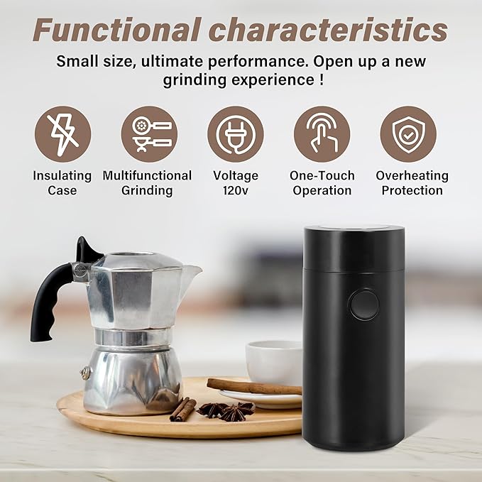 Coffee Grinders for House Use, Spice Grinder, Coffee Bean Grinder, Herb Grinder, High-Speed Motor, One-Touch Operation, Overheating Protection, Internal Stainless Steel