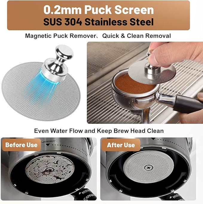 53mm Espresso Accessories Kit – Coffee Distributor and Tamper Leveler, WDT Tool, Magnetic Dosing Funnel and Puck Screen with Remover, Espresso Tools Fit Breville 54mm Portafilters