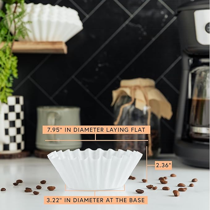 Tupkee Coffee Filters 8-12 Cups - 700 Count, Basket Style, White Paper, Chlorine Free Coffee Filter, Made in the USA