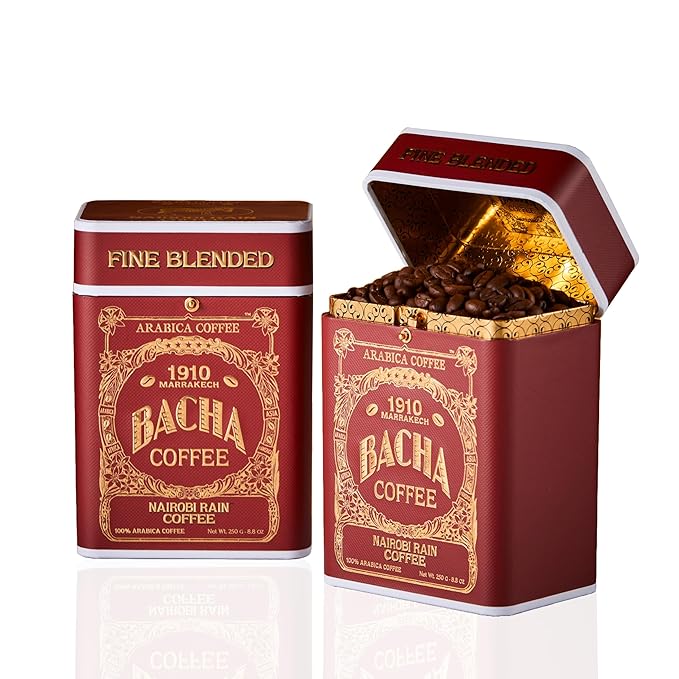 Bacha Coffee | Nairobi Rain Fine Blended, Whole Beans, Medium Dark Roast, 100% Arabica Specialty Coffee, 250g Signature Nomad Collection, Gift Box