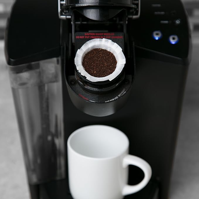Disposable Paper Coffee Filters 100 count - Compatible with Keurig, K-Cup machines & other Single Serve Coffee Brewer Reusable K Cups - Use Your Own Coffee & Make Your Own Pods - Works with All Brands