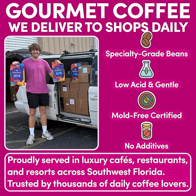 Sarasota Coffee Whole Bean Jamaican Me Crazy | Medium Roast Gourmet Flavored Coffee Beans | Low Acid, Mold Free, Specialty Grade Bulk Beans | 5lb (80 oz)