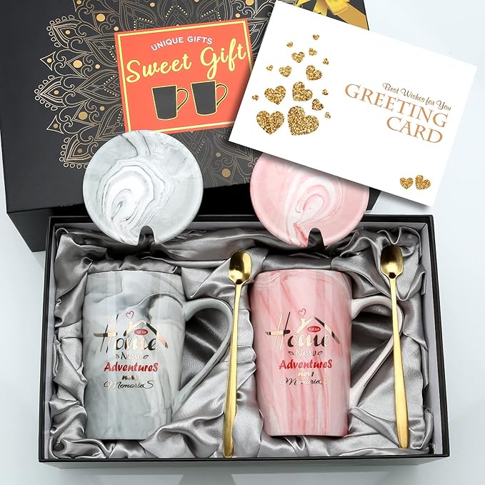 Housewarming Gifts for New Home - Unique House Warming Gifs Ideas - New Home Adventure Memories Couple Coffee Mug Set Presents, First Gifts for New House