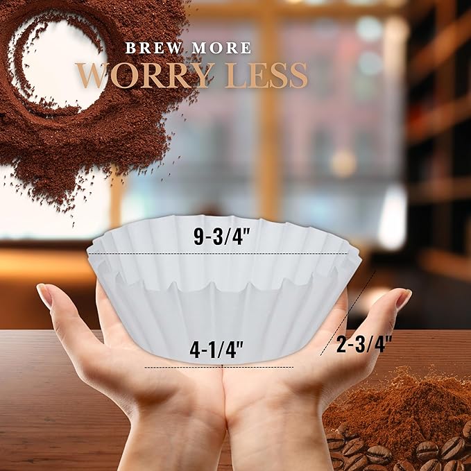 Large Coffee Filters, 12 Cup Premium Disposable Coffee Filters, 9 3/4” x 4 1/4” Inch Size, Tall-Sided Design, Compatible with Bunn Commercial & Large Brewers, No Ground Overflow, 500 Count Pack.