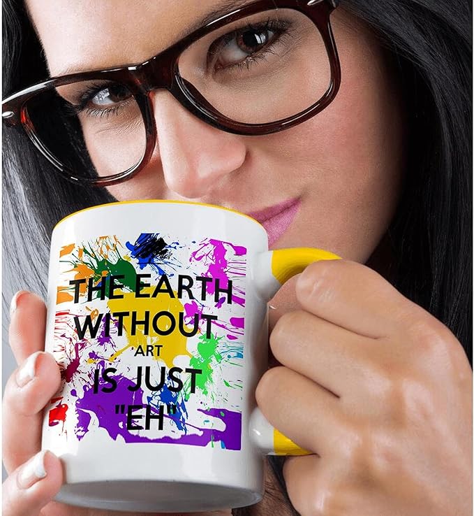 Custom Large Two-Tone Yellow Coffee Mug 15oz - Personalized Design Both Sides - Extra Big White & Sunny Yellow Ceramic Mug - Oversized Happy Gift