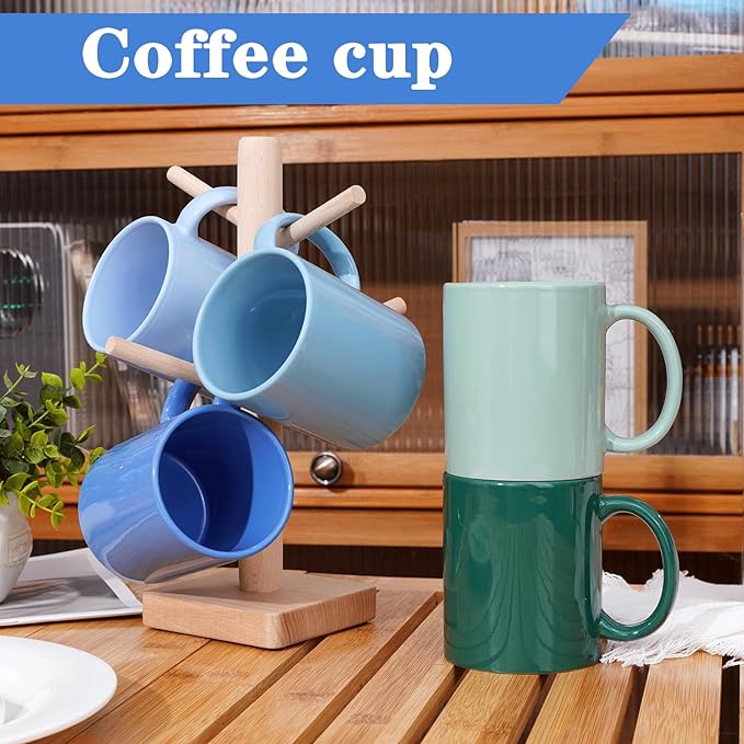 SZNIUSHAO Multi-Coloured Ceramic Mugs Set of 6-11.2 oz / 330ml -Coffee Mugs-Cappuccino-Tea Cups- Hot Chocolate Cups (Cool Color, Large)