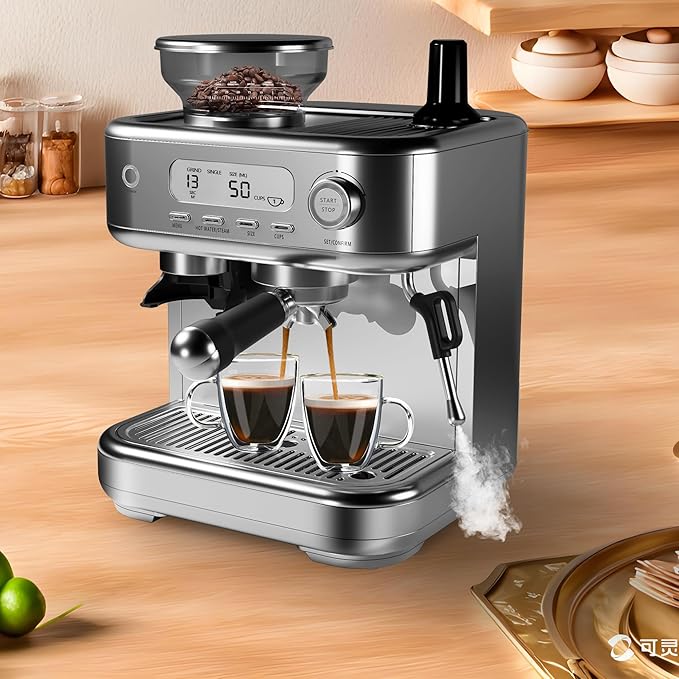 15-Bar Espresso Coffee Maker with PID Temperature Control, LCD Display, Stainless Steel Milk Frother for Lattes & Cappuccinos – Great Choice for Home Baristas, Moms & Dads
